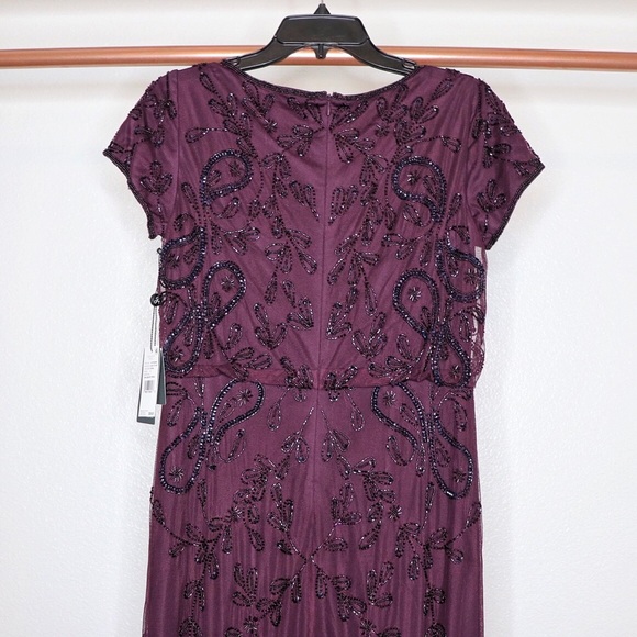 Adrianna Papell Short Sleeve Blouson Beaded Gown - Picture 8 of 8